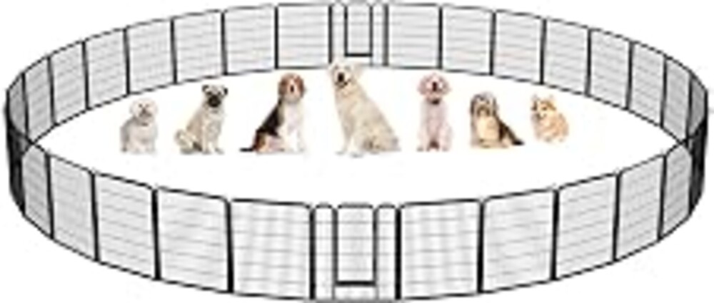 Yaheetech Dog Playpen 40in 32 Panels Metal Fence for Indoor Yard RV Camping | Easy Setup, Heavy Duty Rustproof Frame with Secure Latch Door, Foldable Storage, Ideal for Medium to Large Dog Breeds
