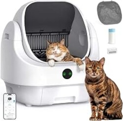 Open-Top Automatic Litter Box, Odor Control, Ready to Use, Self Cleaning | Litter Box, Large Capacity with APP Control and Safety Sensor, Ellenpent, with Trash Bags/Waterproof Mat/Litter Mat