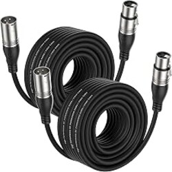 EBXYA XLR Cable 50ft 2 Packs Microphone Cable with 3-Pin XLR Male to Female | Balanced, Professional Shielded, for Mic, Mixer, Speaker Systems, Radio Station and Podcast, Black