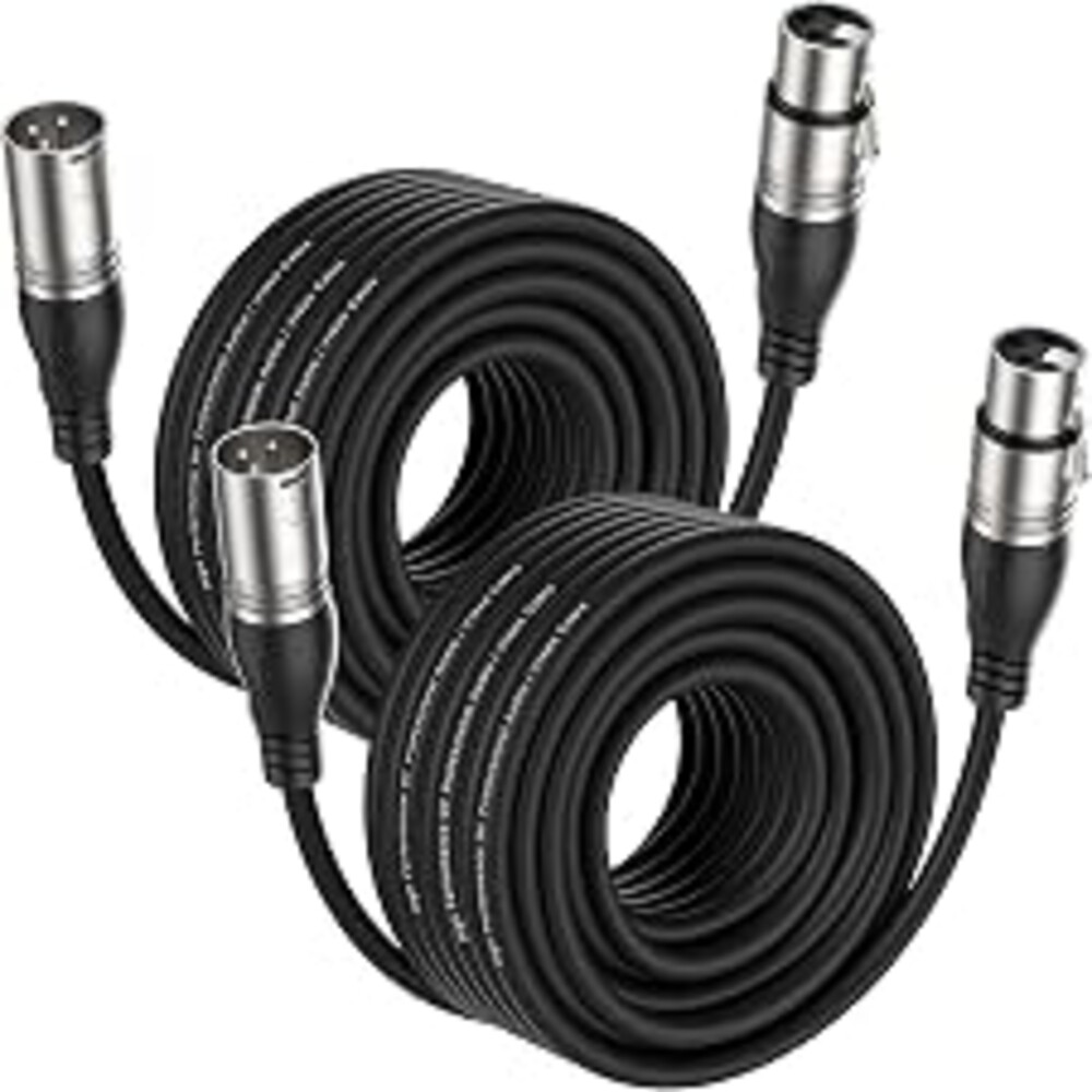 EBXYA XLR Cable 50ft 2 Packs Microphone Cable with 3-Pin XLR Male to Female | Balanced, Professional Shielded, for Mic, Mixer, Speaker Systems, Radio Station and Podcast, Black