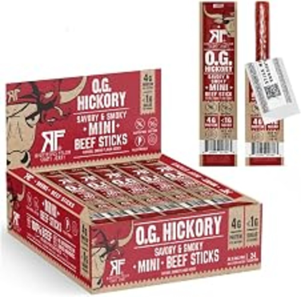 Righteous Felon Mini Meat Sticks | OG Hickory, 100% Grass Fed Beef, 24 Ct | Keto, gluten free, Low sugar, Healthy Snacks for Kids, Individually wrapped, Natural Ingredients, Protein Snack