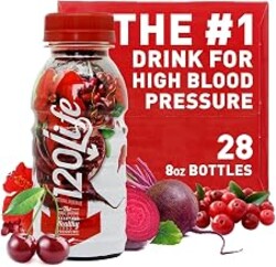 120/Life Blood Pressure Support, Beet Root Juice, Pomegranate Extract, Cranberry Juice, Tart Cherry, Hibiscus, and Magnesium (8 Fl Oz, Pack of 28) - Gluten-Free & Vegan