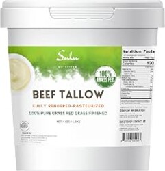 100% Pure Fully Rendered Grass Fed Grass Finished Beef Tallow- (4 lbs)