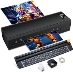 Chilino 13" Laminator Machine, A3 9-in-1 Hot & Cold Laminating Machine | 60-Second Fast Warm-Up, Never-Jam Design, Includes A3/A4/A5 Laminating Sheets, Built-In Corner Rounder & Cutter, Black