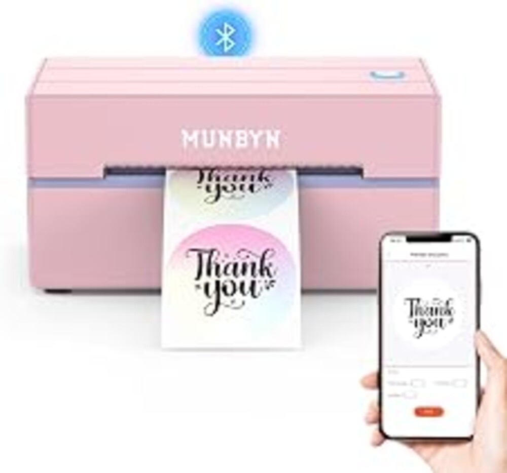MUNBYN Bluetooth Thermal Label Printer, Wireless 4x6 Shipping Label Printer | Work for Shipping Packages Small Business Office or Home, Compatible with iPhone Android iPad Windows macOS Chrome