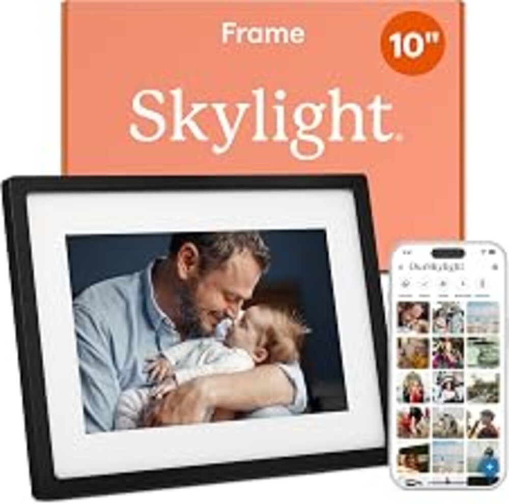Skylight Digital Picture Frame, Load from Phone Capability, 10" Black | No Subscription Needed, Touchscreen Digital Photo Frame, WiFi, Cloud-Based Storage, Customizable Gift for Friends & Family