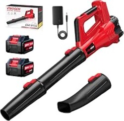 Electric Leaf Blower Cordless with Battery and Charger for Lawn Care Small | Portable Hand Held Lightweight 2 Speed Modes Leaves Blower 420CFM 150MPH with 2x4.0Ah Batteries for Patio Yard (Red)