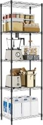 M MZG 5 Tiers Shelf Metal Storage Shelves Wire Rack Closet Organizers with Wheel for Garage Kitchen Bathroom Laundry Black 11.8" D x 17.7" W x 55" H