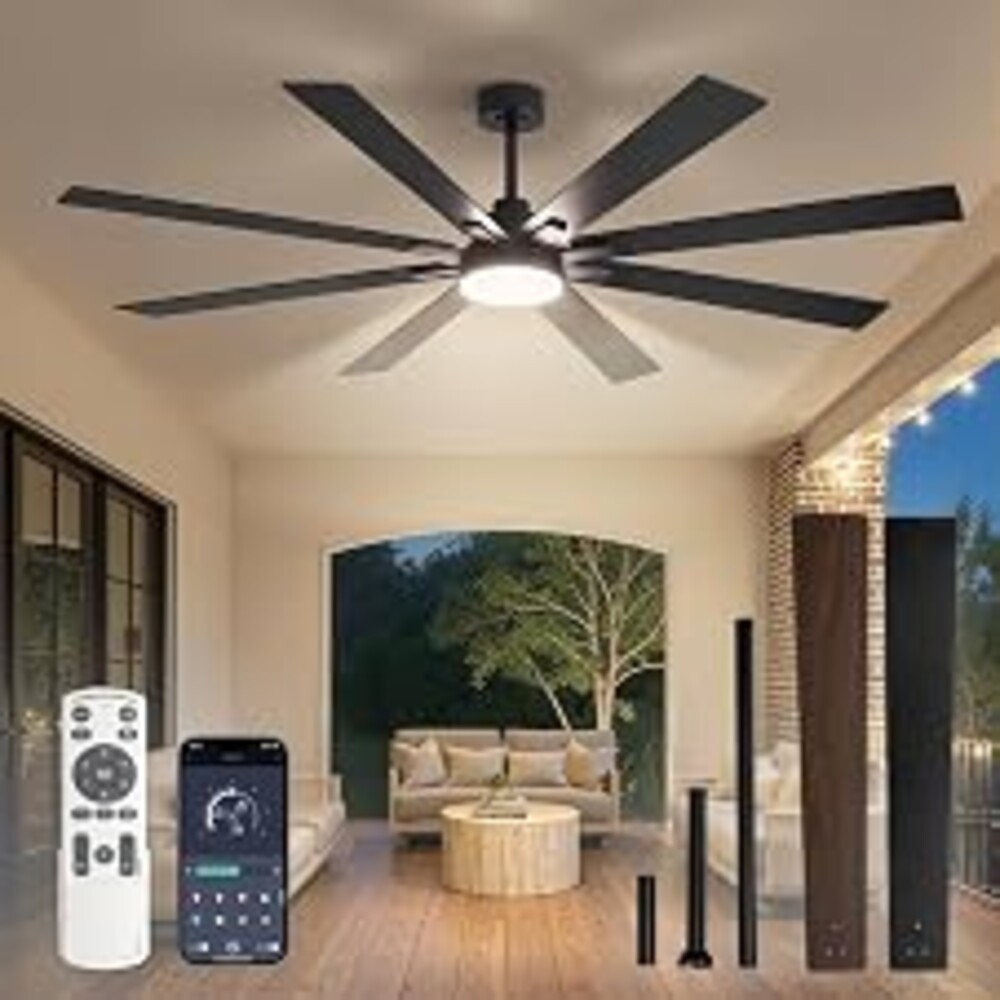 Fanbulous 72 Inch Ceiling Fans with Lights DC Motor, Remote & APP Control | Damp Rated, Dimmable, 3CCT, Memory Function, Dual-Sided Reversible Blades, Flat/Sloped Ceiling, Living Room, Covered Patio