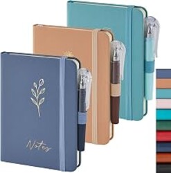 NIRMIRO 3 Pack Small Pocket Journaling Notebooks with Pen, A6 (3.7" x 5.7"), for Women/Men Work Writing Travel Business, School Office Supplies