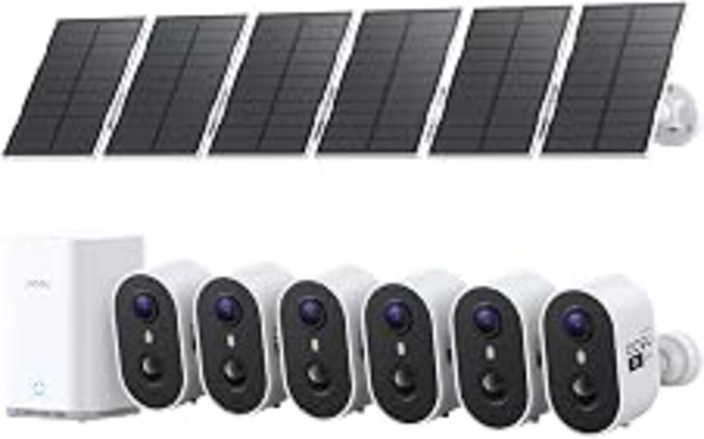 aosu 2K Solar Security Cameras Wireless Outdoor System, 6-Cam-Kit | True 2K HD, Color Night Vision, Cross-Camera Tracking, PIR + AI Human Detection, Local Storage, No Subscription Required