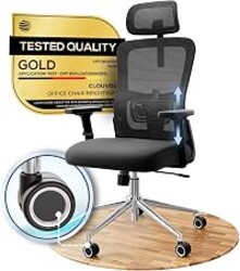 CLOUVOU Ergonomic Office Chair Comfy [#1 in Tests] | Ergonomic Chair with Breathable Mesh Back | Computer Chair with wheels | Home Office Desk Chair with Headrest