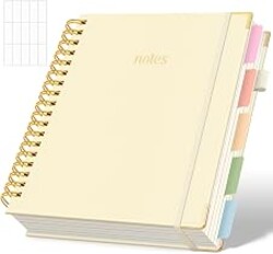 SKYDUE Notebooks for Work, 5 Subject Notebook with Dividers and Tabs, 8" x 10" College Ruled Notebook, 300 Pages Spiral Journal for Women, Green