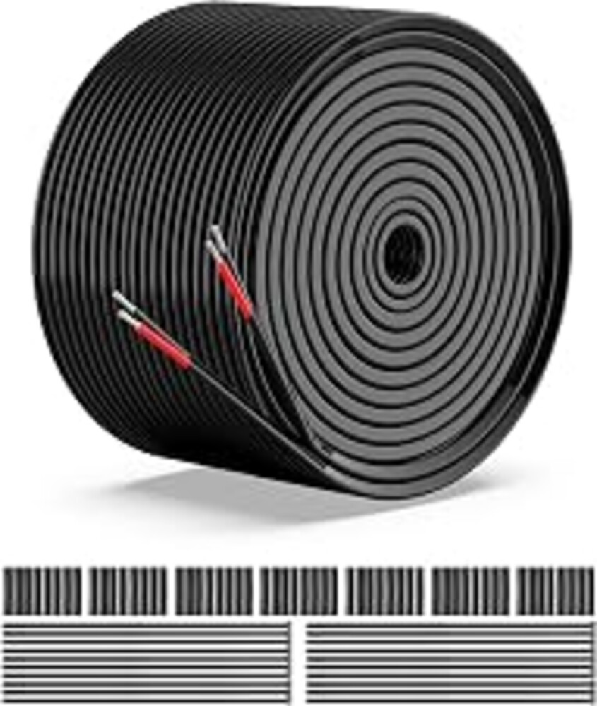 NAOEVO 16 Gauge Wire 2 Conductor, 16 Gauge Automotive Wire 12V Cable, 100FT | Tinned Copper 16 AWG Wire, 16/2 Low Voltage Cable, Flexible Stranded Electrical Wire for Automotive, Marine, Speaker, Lights