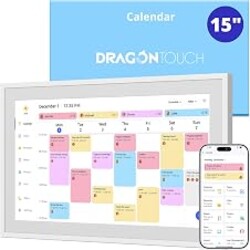 Dragon Touch 15.6" digital calendar chore chart – 1080P full HD interactive touchscreen, smart family planner, Hearth Display wall & desk mountable for seamless scheduling