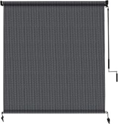 Amagenix Outdoor Roller Shades 4'(W) X 8'(H), Exterior Cordless Patio Shades Roll Up Outdoor Blinds with 90% UV Protection for Porch Gazebo, Blue Grey