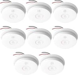 Siterlink Hardwired Interconnected Smoke Detectors,Photoelectric Smoke Alarm with 9V Battery Backup,Test/Silence Button,Hard Wired Fire Alarm for Home,UL Listed Smoke Detector GS562A 8-Pack