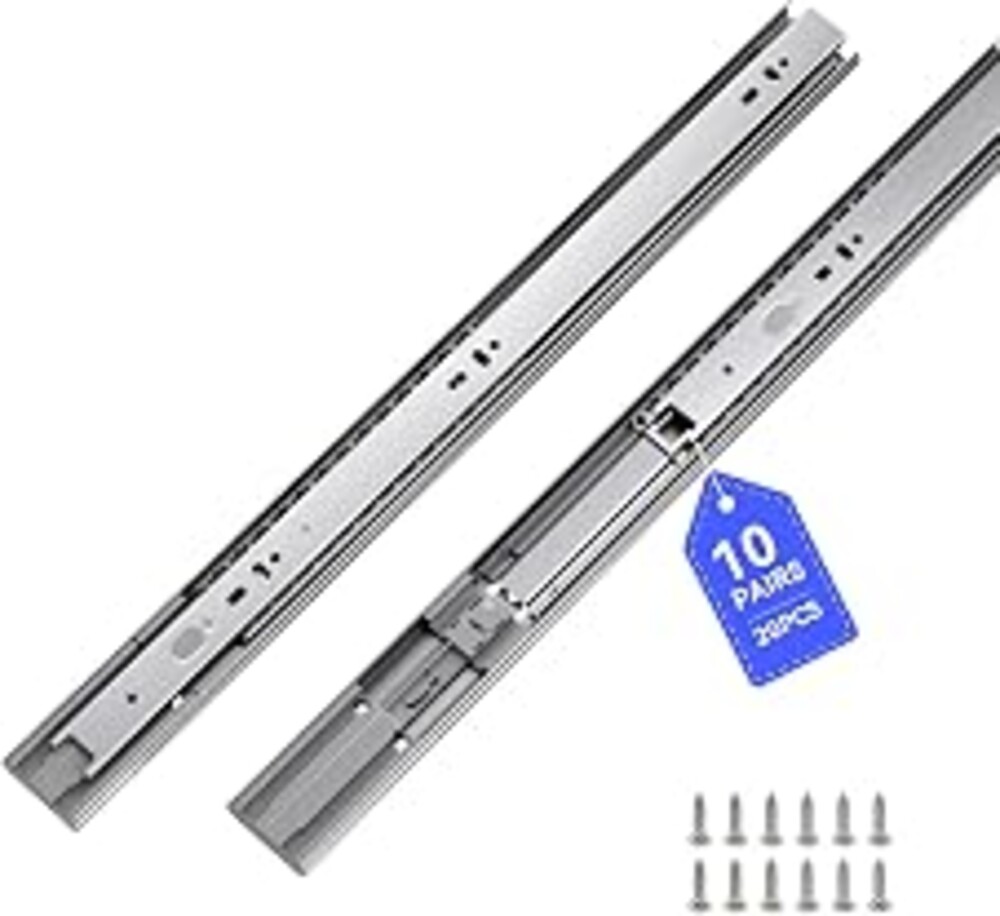 LONTAN 10 Pairs Soft Close Drawer Slides 22 Inch Heavy Duty Cabinet Rails | 100lb Capacity 1.2mm Thickened Cold Rolled Steel;Smooth Ball Bearing Glides;Full Extension;Easy Side Mount Installation