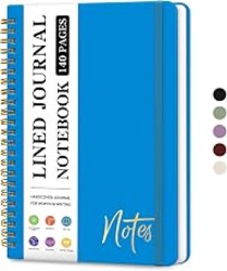ZOTIA Lined Spiral Notebook for Work Hardcover Spiral Journal College Ruled | Azure Blue, 5.7" x 7.9" Spiral Journals for Writing, Work Notebooks, Note taking and Office School Supplies, 140 Pages