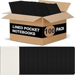 ZCZN 100 Pack Kraft Pocket Notebooks Bulk, 3.5 X 5.5 Inches Lined Paper Journaling Notebooks, 30 Sheets/60 Pages, Mini Journal Notebooks for Work, Writing, Traveler Memo Notepad(Black Cover)