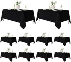 Fitable 10 Pack Black Tablecloths 70x120 Inch for 6-8 Ft Rectangle Tables | Stain & Wrinkle Resistant, Washable Polyester Cloth Covers for Wedding Party Dining Banquet Event Catering Reception