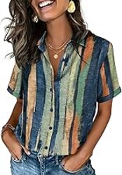 Zeagoo Button Down Shirts for Women Short Sleeve Tops Dressy Casual Blouses | Cute Summer Tops for Women, Spring Clothes, Button Up Collared Shirts, Business Casual Blouses, 2026 Office Work Clothing