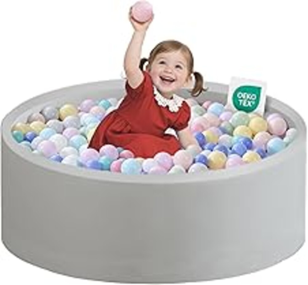 Zedachica Ball Pit for Toddlers 35.43''x11.81 Baby Ball Pits Soft Memory Foam Ball Pit Round Kids Ball Pit Indoor Game Kids Play Ball Pool Ideal Gift for Girls and Boys (Grey, NO Balls)