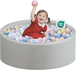 Zedachica Ball Pit for Toddlers 35.43''x11.81 Baby Ball Pits Soft Memory Foam Ball Pit Round Kids Ball Pit Indoor Game Kids Play Ball Pool Ideal Gift for Girls and Boys (Grey, NO Balls)