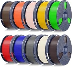 SUNLU PLA+2.0 3D Printer Filament, Multicolor, 10-Pack (10KG) | Roasted Chestnut Black+Bone White+Grey+Coffee Brown+Red+Klein Blue+Green+Vivid Yellow+Beige+Sunny Orange