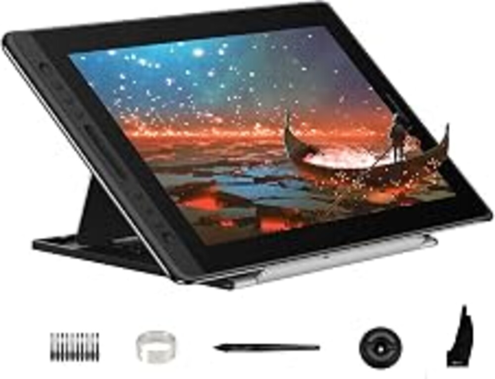 HUION Kamvas Pro 16 Drawing Tablet with Screen,120% sRGB, Touch Bar,15.6" | Fully Laminated Anti-Glare Glass, 6 Shortcut Keys, Adjustable Stand, Works with Windows, Mac and Linux