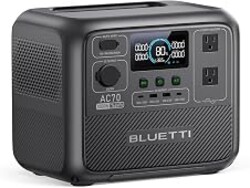 BLUETTI AC70 Portable Power Station 768Wh 1000W LFP Battery Solar Generator | Power Lifting 2000W, 45 Min 0-80% Fast Charging, 20ms UPS, Emergency Backup Power for Blackout, Camping, Outage and Road Trip