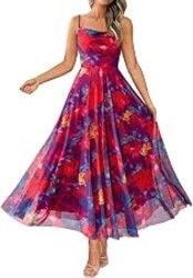 BTFBM Women Summer Floral Maxi Dresses Elegant Spaghetti Strap Dress Printed Party Dress Beach Long Dresses