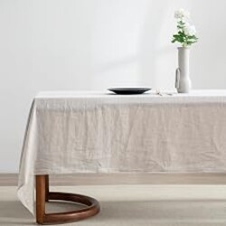 EVERLY 100% Pure Linen Rectangle Tablecloths 108Lx60WInch for Dining,Buffet Parties,Picnic,Events,Weddings and Restaurants,Decorative Halloween,Thanksgiving Machine Washable Tablecloths-Natural Linen