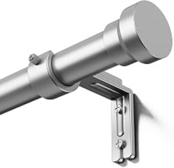 YaFex Curtain Rods 32-170 Inch, Heavy Duty 1 Inch Adjustable Curtain Rod for Windows, Silver Extra Long Window Treatment Rods, Modern Design, Easy Installation