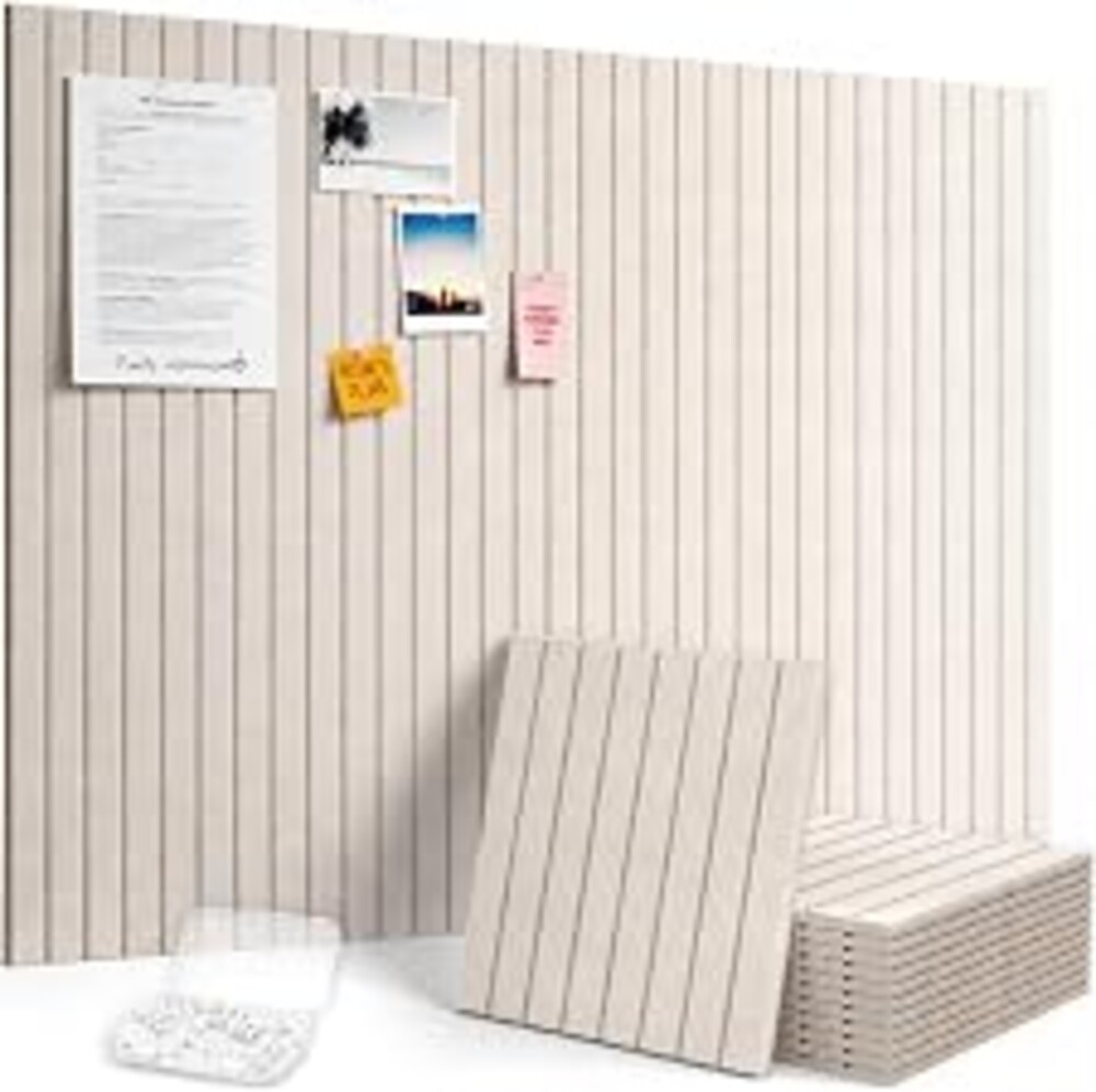Lifewit Large Felt Bulletin Board with Self-Adhesive 48" x 36" - 12 Pack | Cork Board for Walls Alternative, Pin Board with 50 Pins, Message Boards for Classroom Dorm Home Office Decor, Oatmeal