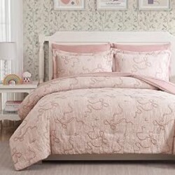 Twin Comforter Set for Girls - 5 Pieces Pink Bedding Set Bow Bed in a Bag | Jacquard Cottage Core Bedding Sets, All Season Twin Bed Set with Comforter, Sheets, Pillowcases & Shams