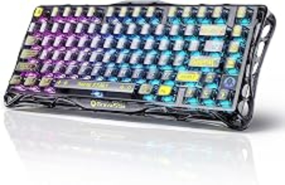 GravaStar Mercury K1 Lite 75% Wireless Mechanical Gaming Keyboard, Gasket Hot Swappable Keyboard, Pre-lubed Linear Switches, Creamy Sound, RGB Backlit, Bluetooth/2.4GHz/USB-C【Transparent Black】