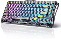 GravaStar Mercury K1 Lite 75% Wireless Mechanical Gaming Keyboard, Gasket Hot Swappable Keyboard, Pre-lubed Linear Switches, Creamy Sound, RGB Backlit, Bluetooth/2.4GHz/USB-C【Transparent Black】