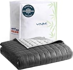 YnM Exclusive Weighted Blanket, Cooling Bamboo & Cozy Velvet Dual-Sided, Smallest Compartments with Glass Beads, Ideal for One Person of 190lbs on Queen/King Bed (60x80 Inches, 20 Pounds, Light Grey)
