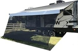 RV Awning Mesh Sun Shade Screen for Motorhome Camper Trailer Sunshade | Fit 21' Awning, Premium Breathable Sunscreen, UV Blocker, Easy Install Kits, No Zipper, 3 Year Warranty, 8'X20'3'' Black