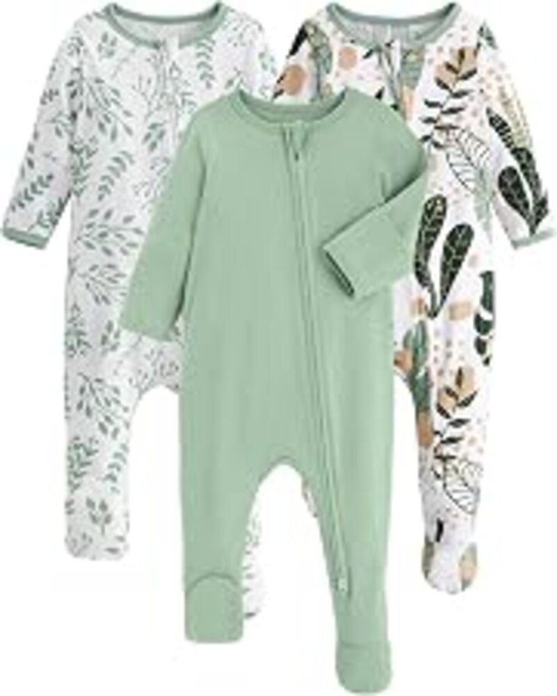 Yoofoss Baby Pajamas 100% Organic Cotton Newborn Sleepers Boy Girl Clothes | Two Way Zipper Footed Pjs for Newborn 0-3 3-6 6-9 12 18 24 Months, 3Pcs Soft Footies, Sleep and Play Baby Essentials