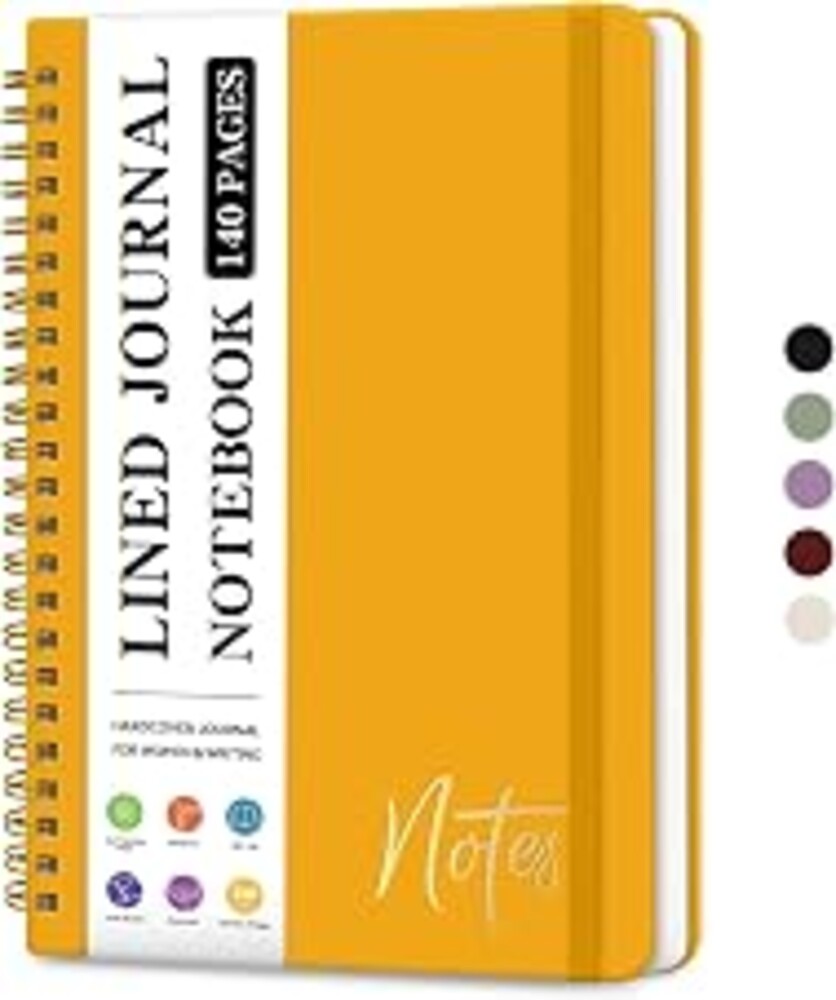 ZOTIA Lined Spiral Notebook for Work Hardcover Spiral Journal College Ruled | Yellow, 5.7" x 7.9" Spiral Journals for Writing, Work Notebooks, Note taking and Office School Supplies, 140 Pages