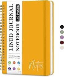 ZOTIA Lined Spiral Notebook for Work Hardcover Spiral Journal College Ruled | Yellow, 5.7" x 7.9" Spiral Journals for Writing, Work Notebooks, Note taking and Office School Supplies, 140 Pages