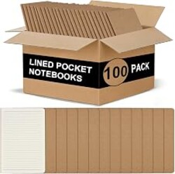 ZCZN 100 Pack Kraft Pocket Notebooks Bulk, 3.5 X 5.5 Inches Lined Paper Journaling Notebooks, 30 Sheets/60 Pages, Mini Journal Notebooks for Work, Writing, Traveler Memo Notepad(Kraft Cover)