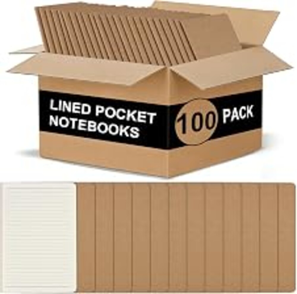 ZCZN 100 Pack Kraft Pocket Notebooks Bulk, 3.5 X 5.5 Inches Lined Paper Journaling Notebooks, 30 Sheets/60 Pages, Mini Journal Notebooks for Work, Writing, Traveler Memo Notepad(Kraft Cover)
