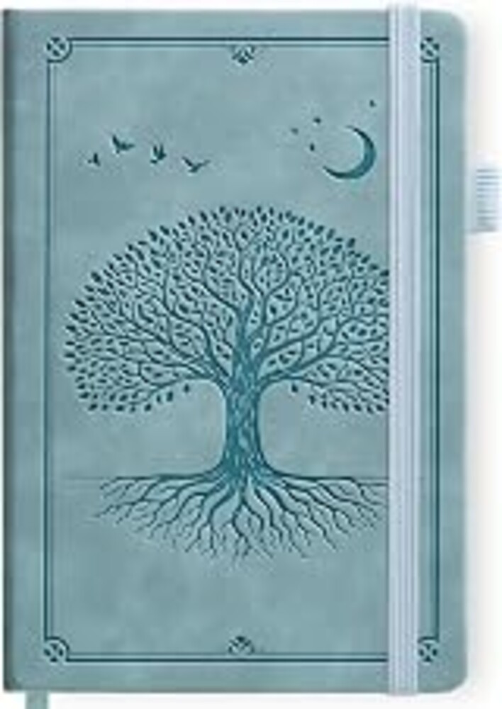 Lined Journal Notebook Hardcover Leather Bound 300 Pages A5 Blue Diary | College Ruled 5.7x8.4" Journaling Notebooks for Men & Women, Writing for Personal, Thick Travel Daily Note Book Tree of Life