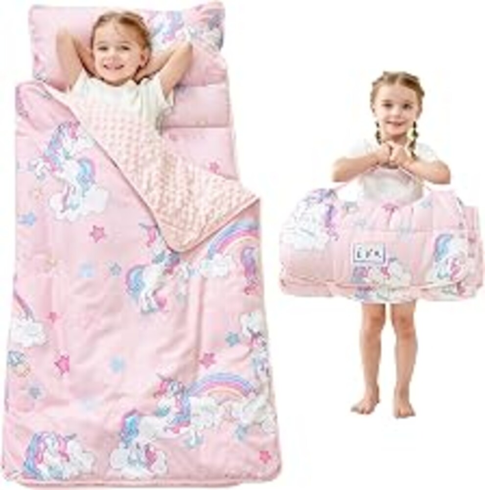Lasoftan Toddler Nap Mat with Pillow and Blanket, Extra Large Rolled Napping Mats,Slumber Bags for Boys Girls,Kids Sleeping Bag for Daycare, Preschool Travel Camping