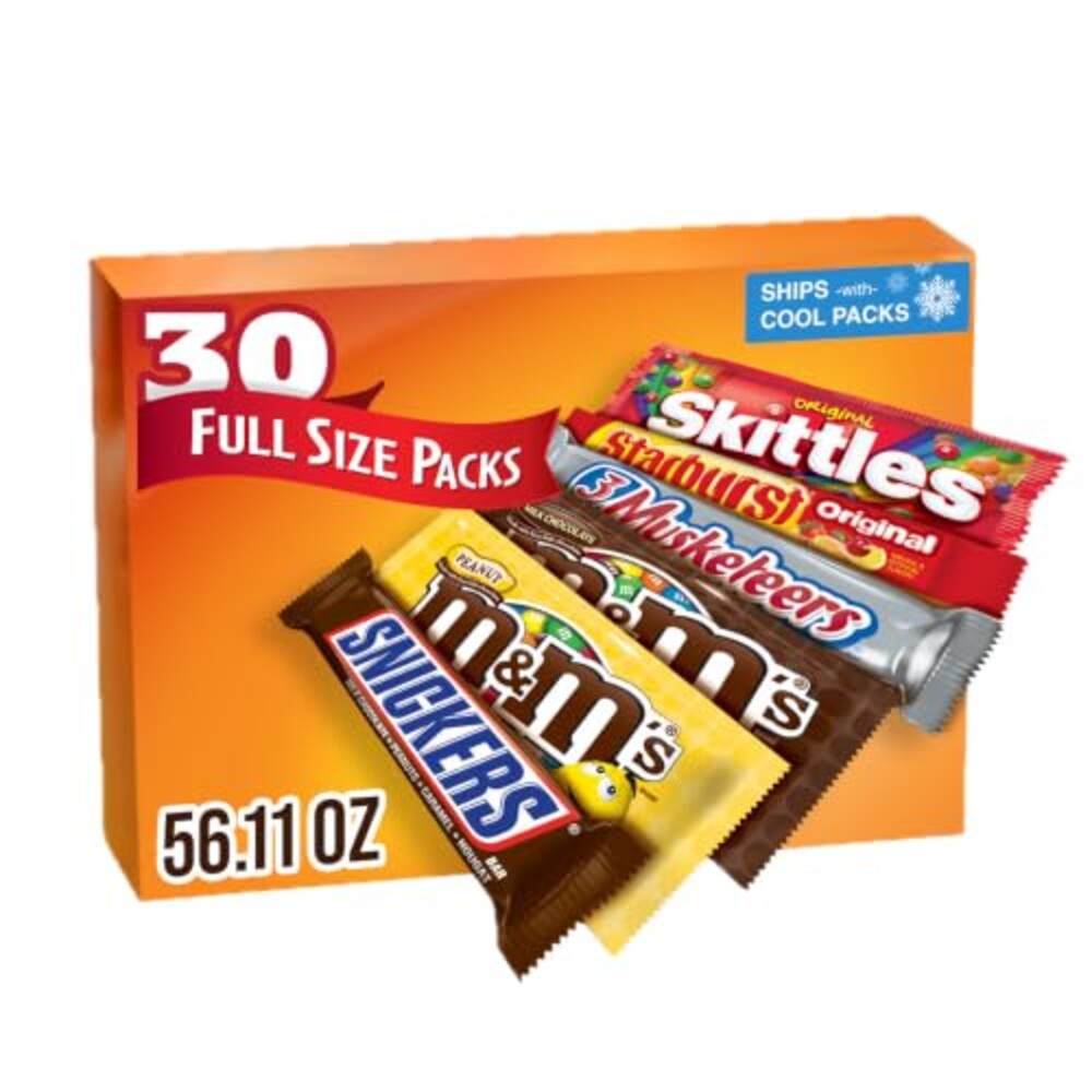 M&M'S, SNICKERS, 3 MUSKETEERS, SKITTLES