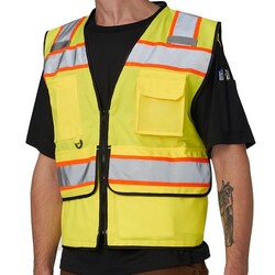 A-SAFETY Yellow Hi Vis Vest Zipper Mesh