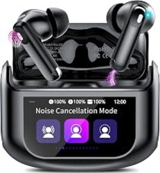 Active Noise Cancelling Ear Buds 48H Wireless Earbuds with Touch Screen | HiFi Stereo Bluetooth Headphones with ENC Noise Cancelling/Transparency Mode, IPX7 Earphones with 5 EQ Modes for iOS Android